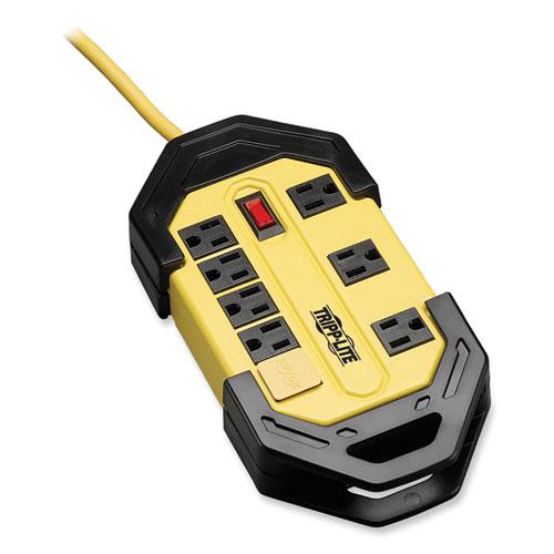 Power It! Safety Power Strip with GFCI Plug, 8 Outlets, 12 ft Cord, Yellow/Black. Picture 1
