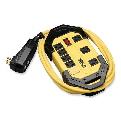 Power It! Safety Power Strip with GFCI Plug, 8 Outlets, 12 ft Cord, Yellow/Black. Picture 2