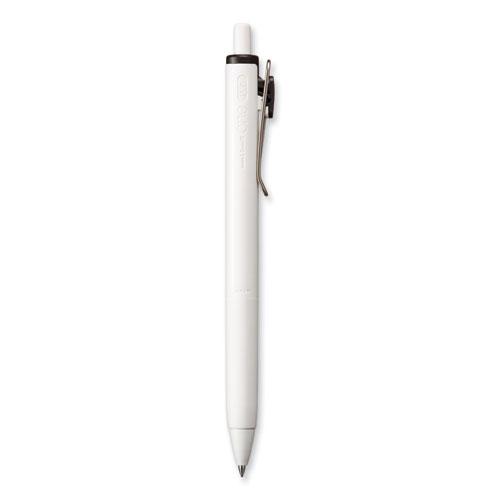 uniONE Gel Pen, Retractable, Medium 0.7 mm, Black Ink, White/Black Barrel, Dozen. Picture 4