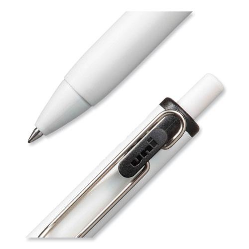 uniONE Gel Pen, Retractable, Medium 0.7 mm, Black Ink, White/Black Barrel, Dozen. Picture 6