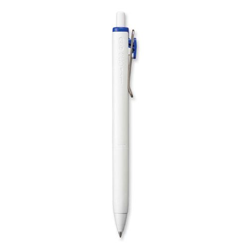 uniONE Gel Pen, Retractable, Medium 0.7 mm, Blue Ink, White/Blue Barrel, Dozen. Picture 3