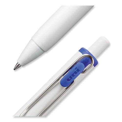 uniONE Gel Pen, Retractable, Medium 0.7 mm, Blue Ink, White/Blue Barrel, Dozen. Picture 5