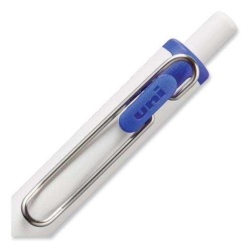 uniONE Gel Pen, Retractable, Medium 0.7 mm, Blue Ink, White/Blue Barrel, Dozen. Picture 6
