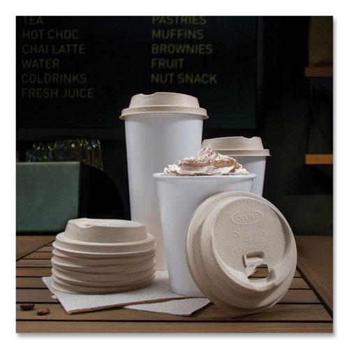 Fiber Lids for Paper Cups, ProPlanet Seal, Fits 10 oz to 24 oz Cups, Tan, 1,000/Carton. Picture 5