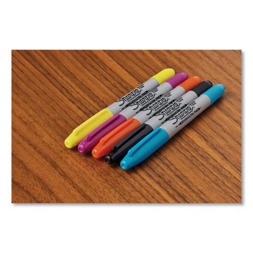 Brush Tip Permanent Marker, Twin Tip, Ultra-Fine Needle/Broad Brush Tips, Assorted Colors, 12/Pack. Picture 2