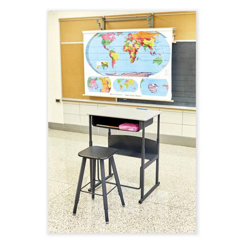 AlphaBetter Adjustable-Height Student Stool, Backless, Supports Up to 250 lb, 35.5" Seat Height, Black. Picture 3