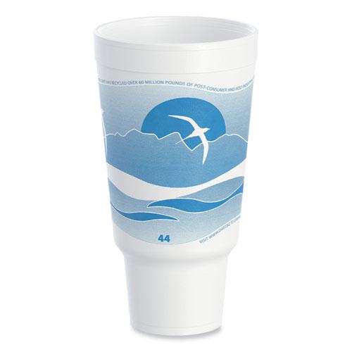 Horizon Hot/Cold Foam Drinking Cups, 44 oz, Ocean Blue/White, 15/Bag, 20 Bags/Carton. Picture 1