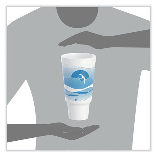 Horizon Hot/Cold Foam Drinking Cups, 44 oz, Ocean Blue/White, 15/Bag, 20 Bags/Carton. Picture 4