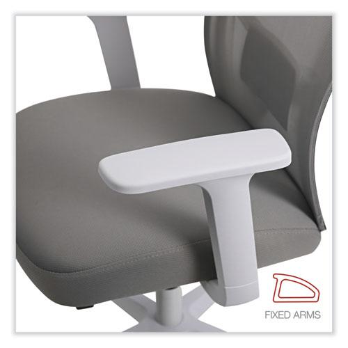 Mesh Back Fabric Task Chair, Supports Up to 275 lb, 17.32" to 21.1" Seat Height, Gray Seat, Gray Back. Picture 8
