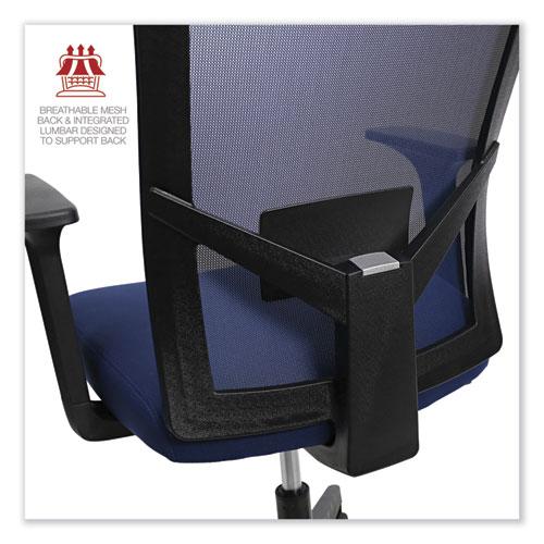 Mesh Back Fabric Task Chair, Supports Up to 275 lb, 17.32" to 21.1" Seat Height, Navy Seat, Navy Back. Picture 8