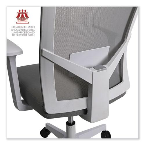 Mesh Back Fabric Task Chair, Supports Up to 275 lb, 17.32" to 21.1" Seat Height, Gray Seat, Gray Back. Picture 3