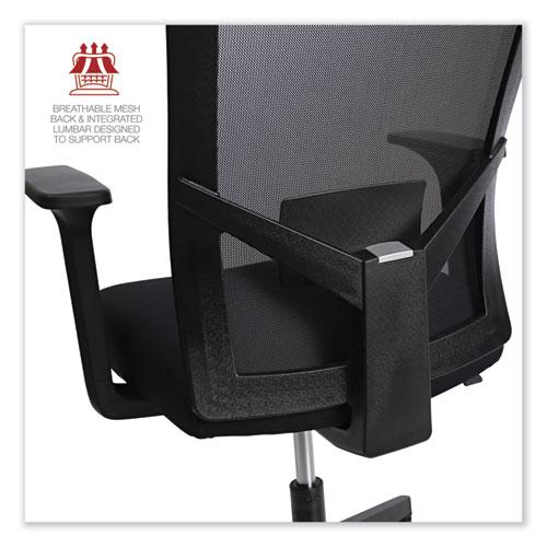 Mesh Back Fabric Task Chair, Supports Up to 275 lb, 17.32" to 21.1" Seat Height, Black Seat, Black Back. Picture 6