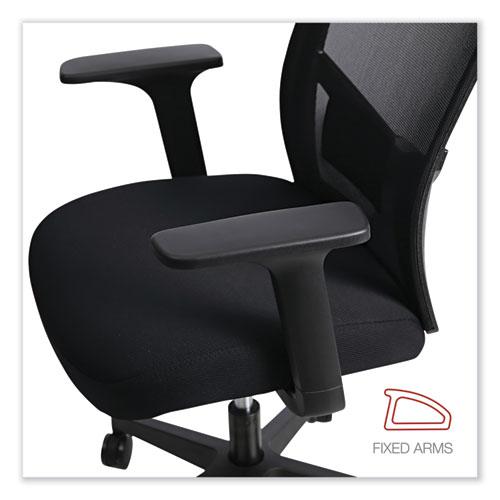 Mesh Back Fabric Task Chair, Supports Up to 275 lb, 17.32" to 21.1" Seat Height, Black Seat, Black Back. Picture 7