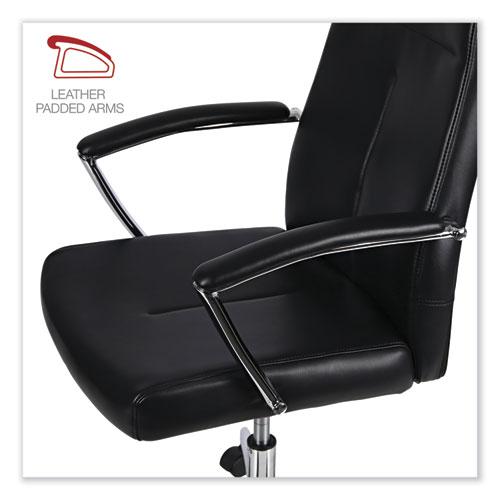 Leather Task Chair, Supports Up to 275 lb, 18.19" to 21.93" Seat Height, Black Seat, Black Back. Picture 3