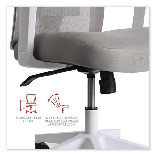 Mesh Back Fabric Task Chair, Supports Up to 275 lb, 17.32" to 21.1" Seat Height, Gray Seat, Gray Back. Picture 9