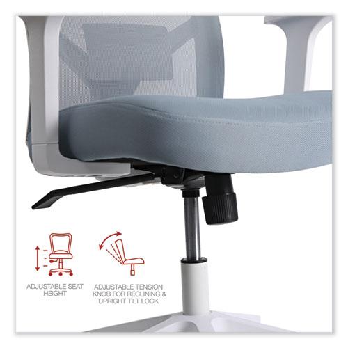 Mesh Back Fabric Task Chair, Supports Up to 275 lb, 17.32" to 21.1" Seat Height, Seafoam Blue Seat/Back. Picture 9
