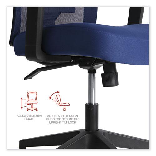 Mesh Back Fabric Task Chair, Supports Up to 275 lb, 17.32" to 21.1" Seat Height, Navy Seat, Navy Back. Picture 6