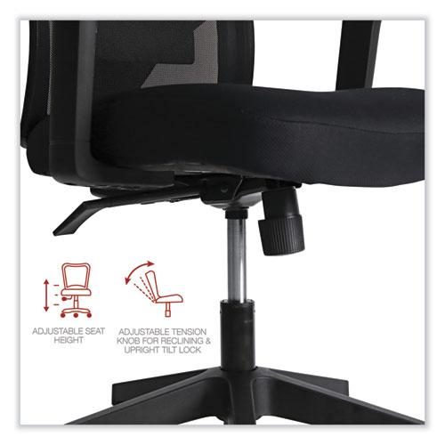 Mesh Back Fabric Task Chair, Supports Up to 275 lb, 17.32" to 21.1" Seat Height, Black Seat, Black Back. Picture 5