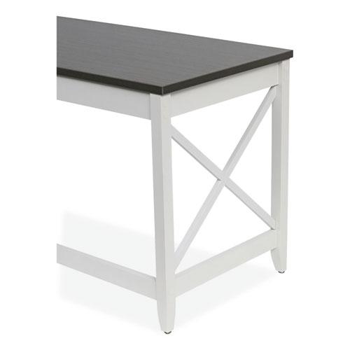 L-Shaped Farmhouse Desk, 58.27" x 58.27" x 29.53", Gray/White. Picture 8