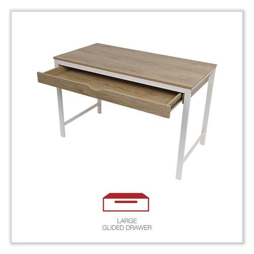 Modern Writing Desk, 47.24" x 23.62" x 29.92", Beigewood/White. Picture 6