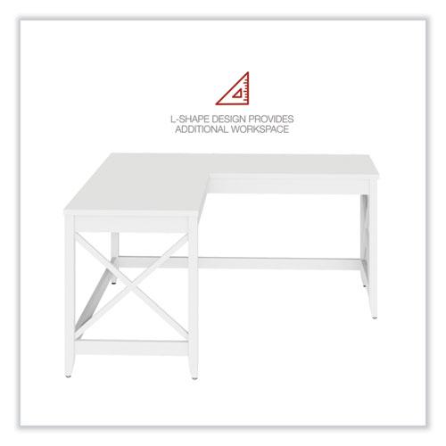 L-Shaped Farmhouse Desk, 58.27" x 58.27" x 29.53", White. Picture 7