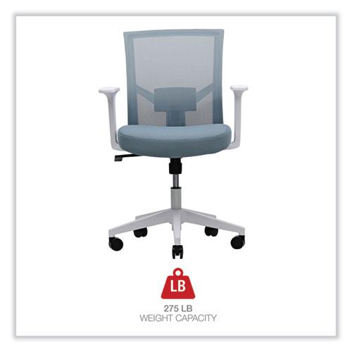 Mesh Back Fabric Task Chair, Supports Up to 275 lb, 17.32" to 21.1" Seat Height, Seafoam Blue Seat/Back. Picture 8