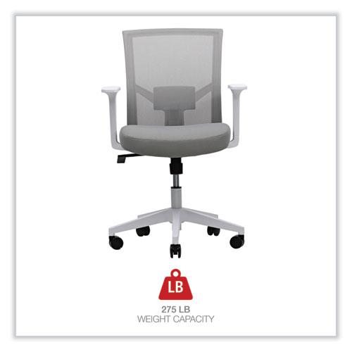 Mesh Back Fabric Task Chair, Supports Up to 275 lb, 17.32" to 21.1" Seat Height, Gray Seat, Gray Back. Picture 4