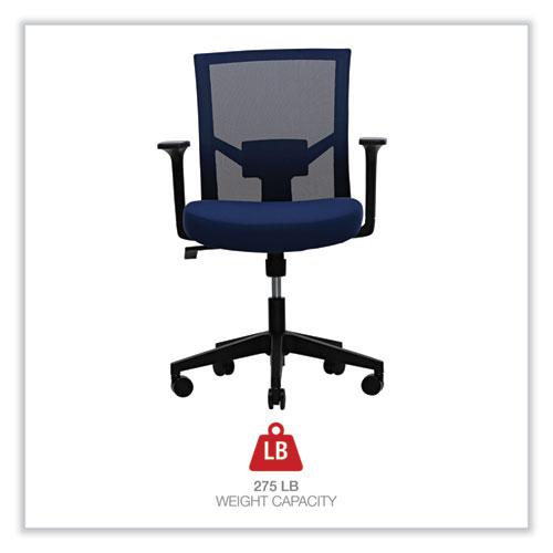 Mesh Back Fabric Task Chair, Supports Up to 275 lb, 17.32" to 21.1" Seat Height, Navy Seat, Navy Back. Picture 4