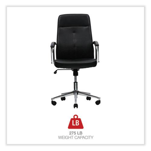 Leather Task Chair, Supports Up to 275 lb, 18.19" to 21.93" Seat Height, Black Seat, Black Back. Picture 4