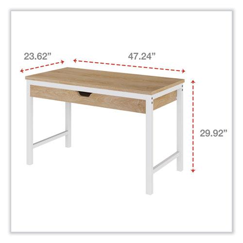 Modern Writing Desk, 47.24" x 23.62" x 29.92", Beigewood/White. Picture 5