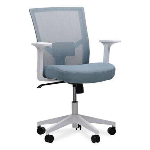 Mesh Back Fabric Task Chair, Supports Up to 275 lb, 17.32" to 21.1" Seat Height, Seafoam Blue Seat/Back. Picture 1