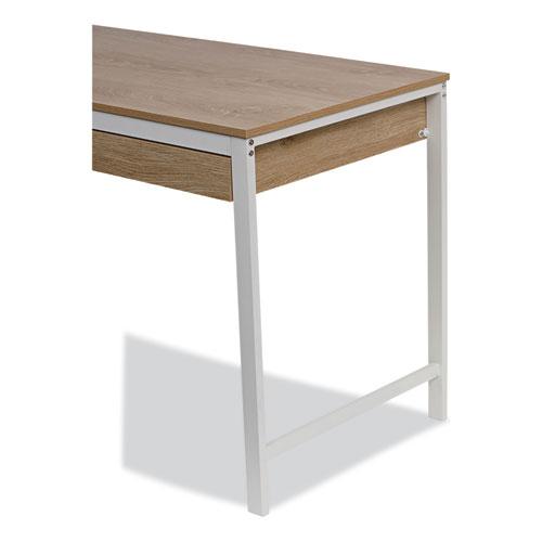 Modern Writing Desk, 47.24" x 23.62" x 29.92", Beigewood/White. Picture 10
