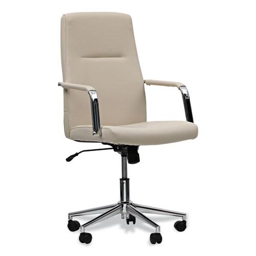 Leather Task Chair, Supports Up to 275 lb, 18.19" to 21.93" Seat Height, White Seat, White Back. Picture 1