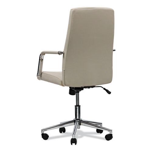 Leather Task Chair, Supports Up to 275 lb, 18.19" to 21.93" Seat Height, White Seat, White Back. Picture 4