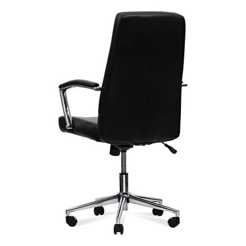 Leather Task Chair, Supports Up to 275 lb, 18.19" to 21.93" Seat Height, Black Seat, Black Back. Picture 5