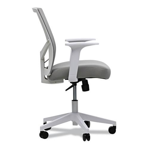 Mesh Back Fabric Task Chair, Supports Up to 275 lb, 17.32" to 21.1" Seat Height, Gray Seat, Gray Back. Picture 7