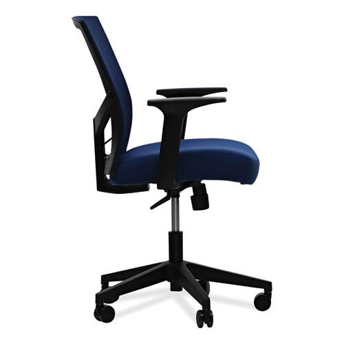 Mesh Back Fabric Task Chair, Supports Up to 275 lb, 17.32" to 21.1" Seat Height, Navy Seat, Navy Back. Picture 2