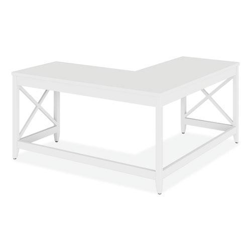 L-Shaped Farmhouse Desk, 58.27" x 58.27" x 29.53", White. Picture 2