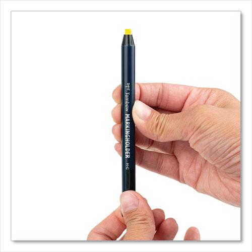 Wax-Based Marking Pencil, 4.4 mm, Yellow Wax, Navy Blue Barrel, 10/Box. Picture 5