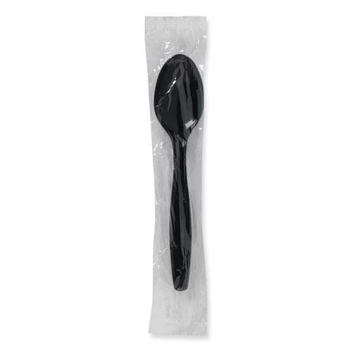 Individually Wrapped Heavyweight Teaspoons, Polypropylene, Black, 1,000/Carton. Picture 3