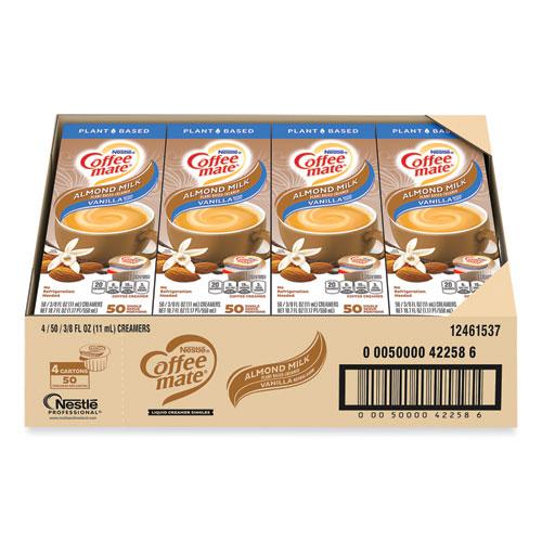 Plant-Based Almond Milk Non-Dairy Liquid Creamer Singles, Natural Vanilla, 0.38 oz Tubs, 200/Carton. Picture 1