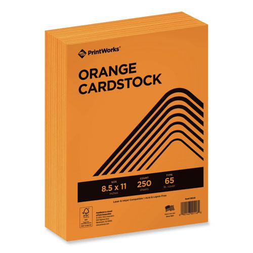 Color Cardstock, 65 lb Cover Weight, 8.5 x 11, Orange, 250/Ream. Picture 1