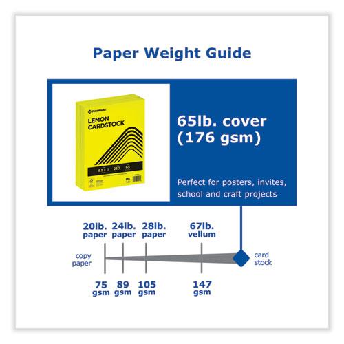 Color Cardstock, 65 lb Cover Weight, 8.5 x 11, Lemon Yellow, 250/Ream. Picture 3