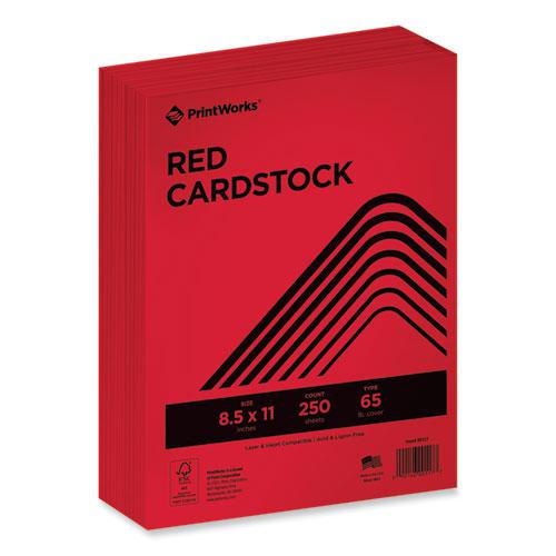 Color Cardstock, 65 lb Cover Weight, 8.5 x 11, Red, 250/Ream. Picture 1