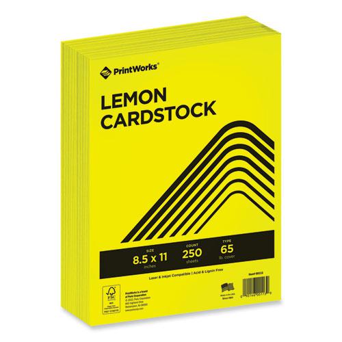 Color Cardstock, 65 lb Cover Weight, 8.5 x 11, Lemon Yellow, 250/Ream. Picture 1