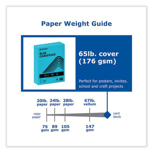 Color Cardstock, 65 lb Cover Weight, 8.5 x 11, Blue, 250/Ream. Picture 4