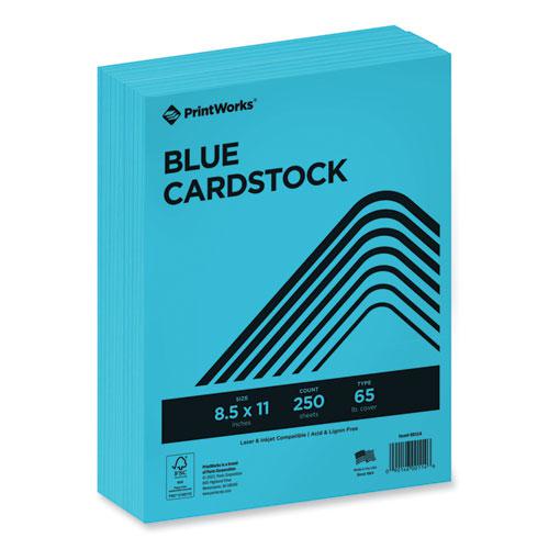 Color Cardstock, 65 lb Cover Weight, 8.5 x 11, Blue, 250/Ream. Picture 1
