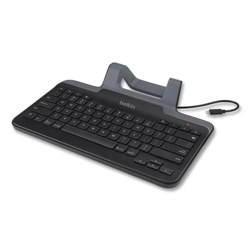 Wired Tablet Keyboard with Stand for iPad with Lightning Connector, Black. Picture 6