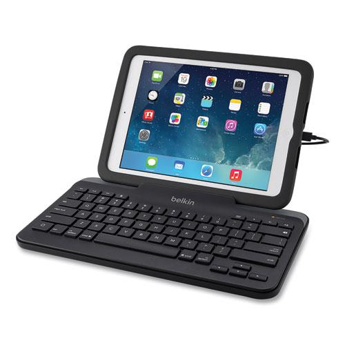 Wired Tablet Keyboard with Stand for iPad with Lightning Connector, Black. Picture 3