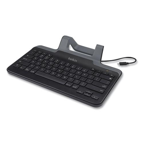 Wired Tablet Keyboard with Stand for iPad with Lightning Connector, Black. Picture 2